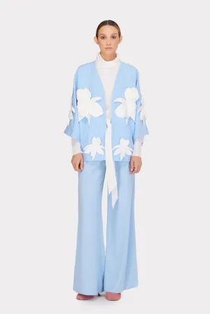 High-Waisted Two-Tone Flare Trousers Light Blue