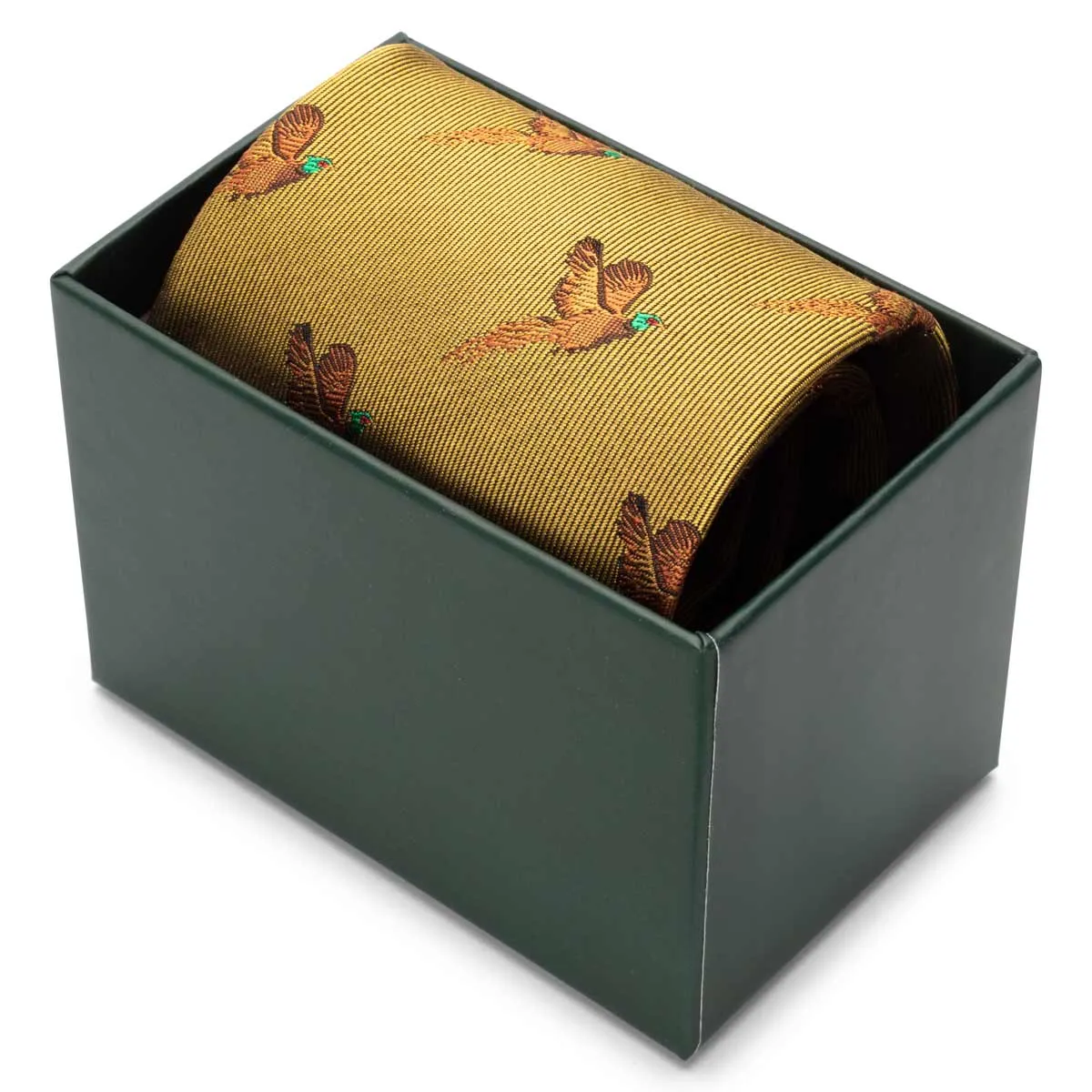 Hoggs of Fife 100% Silk Woven Tie Pheasants Boxed