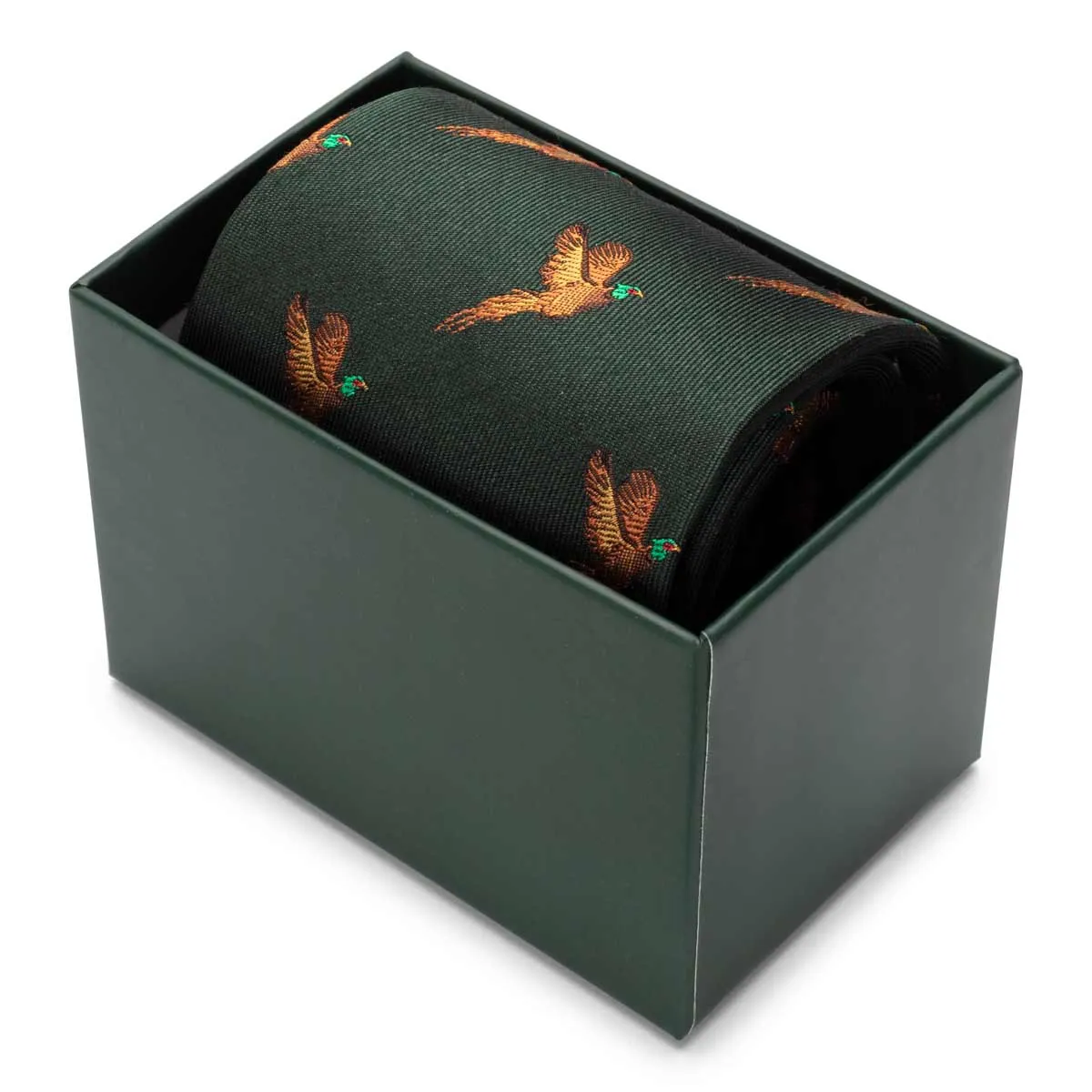 Hoggs of Fife 100% Silk Woven Tie Pheasants Boxed