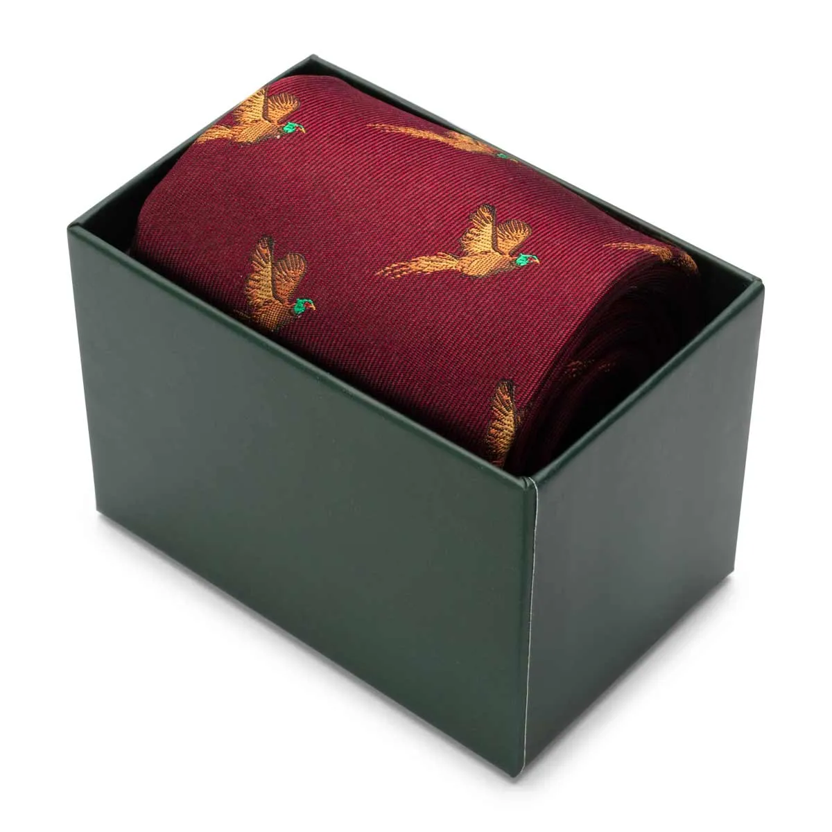 Hoggs of Fife 100% Silk Woven Tie Pheasants Boxed