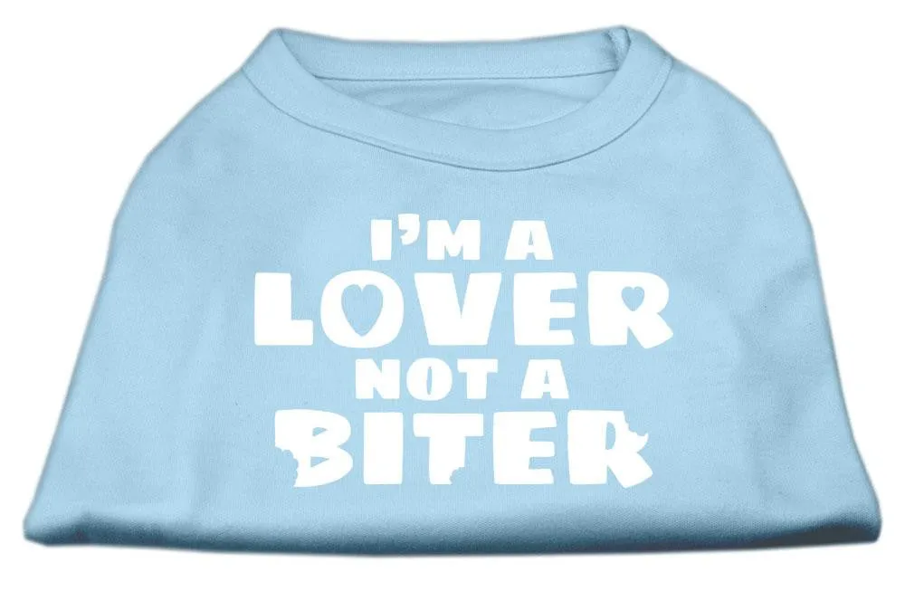 I'm a Lover not a Biter Screen Printed Dog Shirt   Baby Blue Med (12)