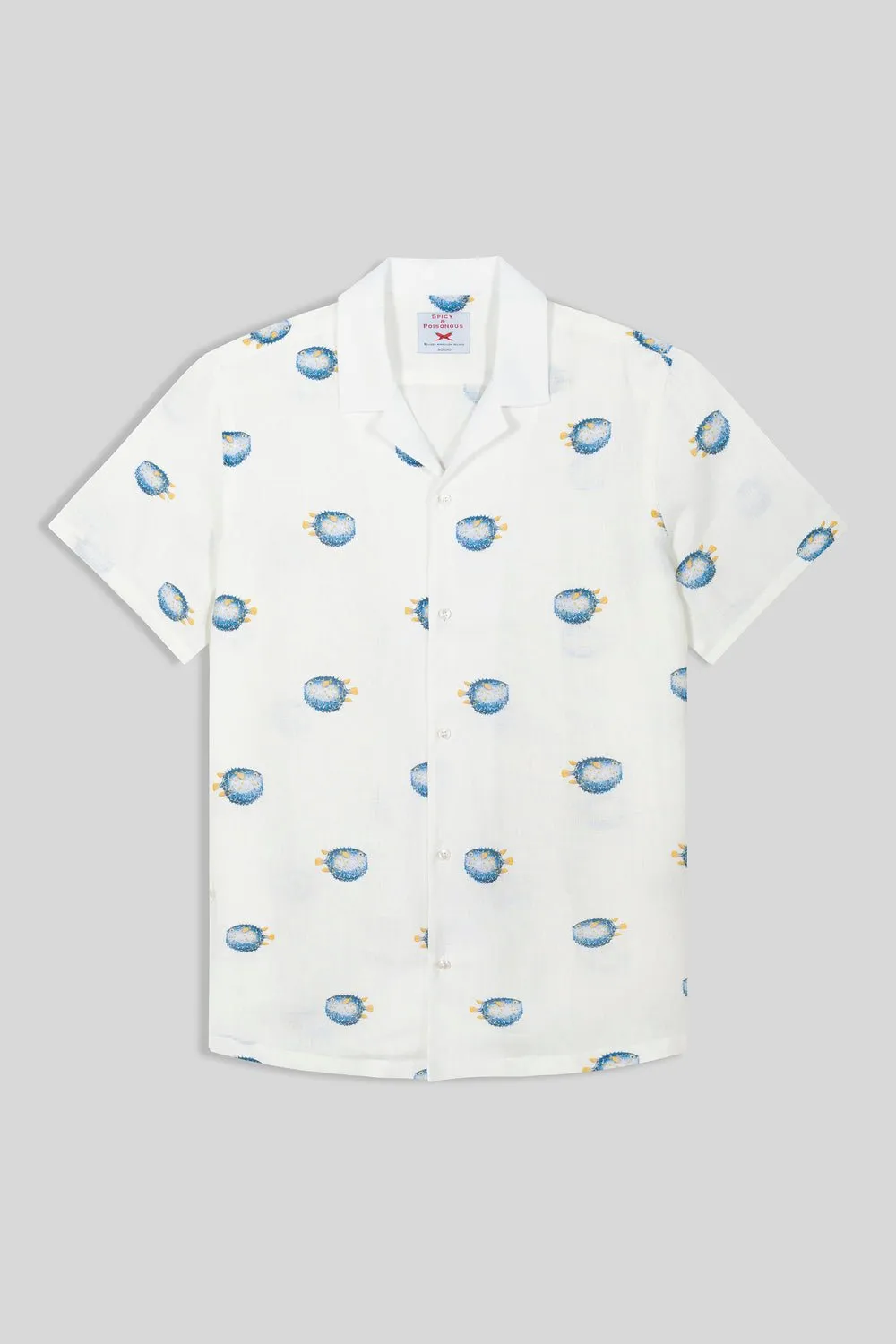 linen shirt with separate pufferfish blue
