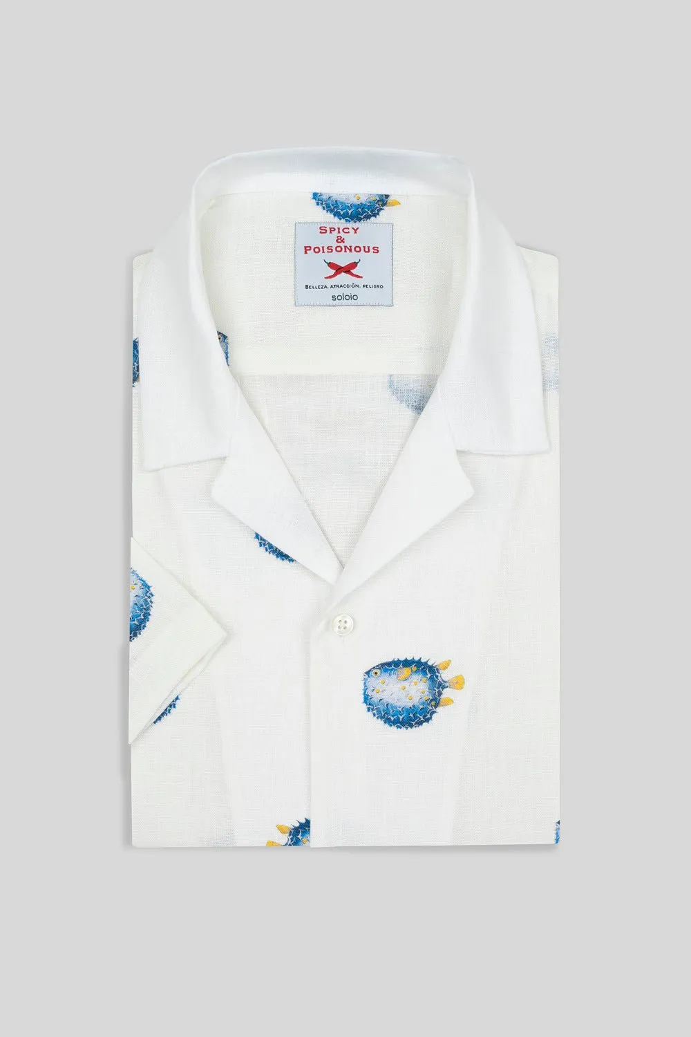 linen shirt with separate pufferfish blue