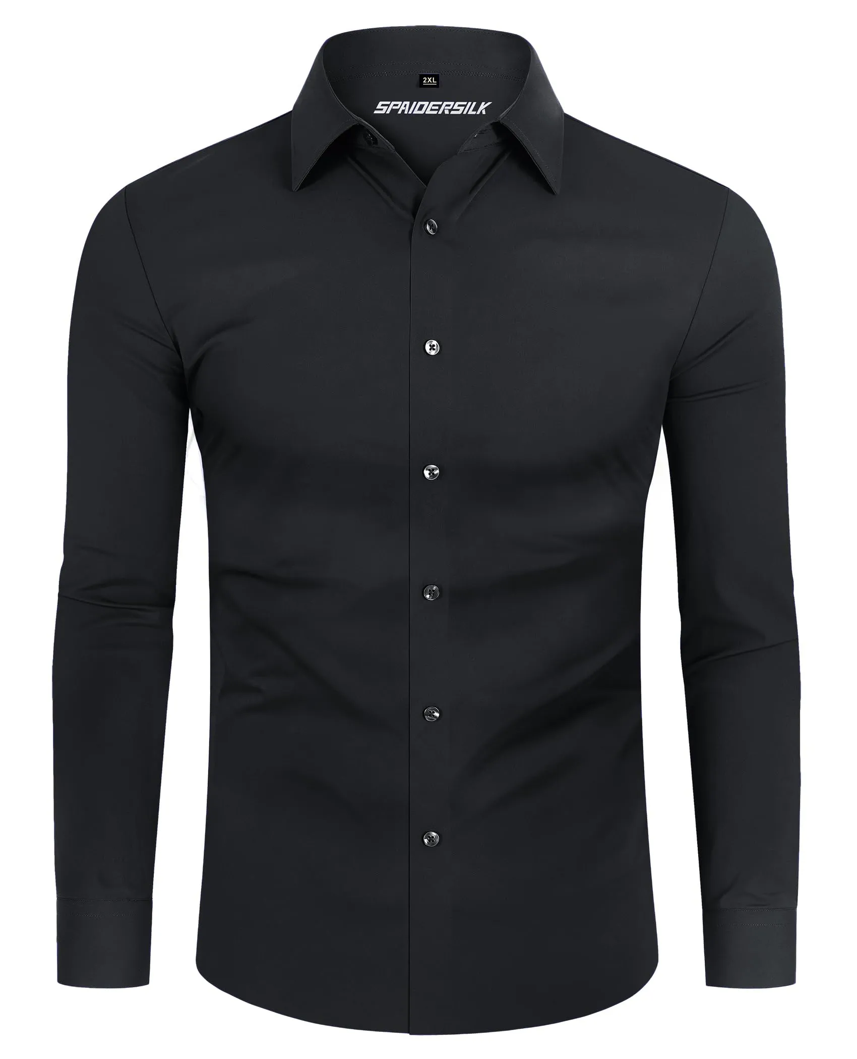 Lion Nardo Slim Fit Black Dress Shirts for Men Wrinkle Free Mens Dress Shirts Long Sleeve Big Muscle Fit Button Up Shirt