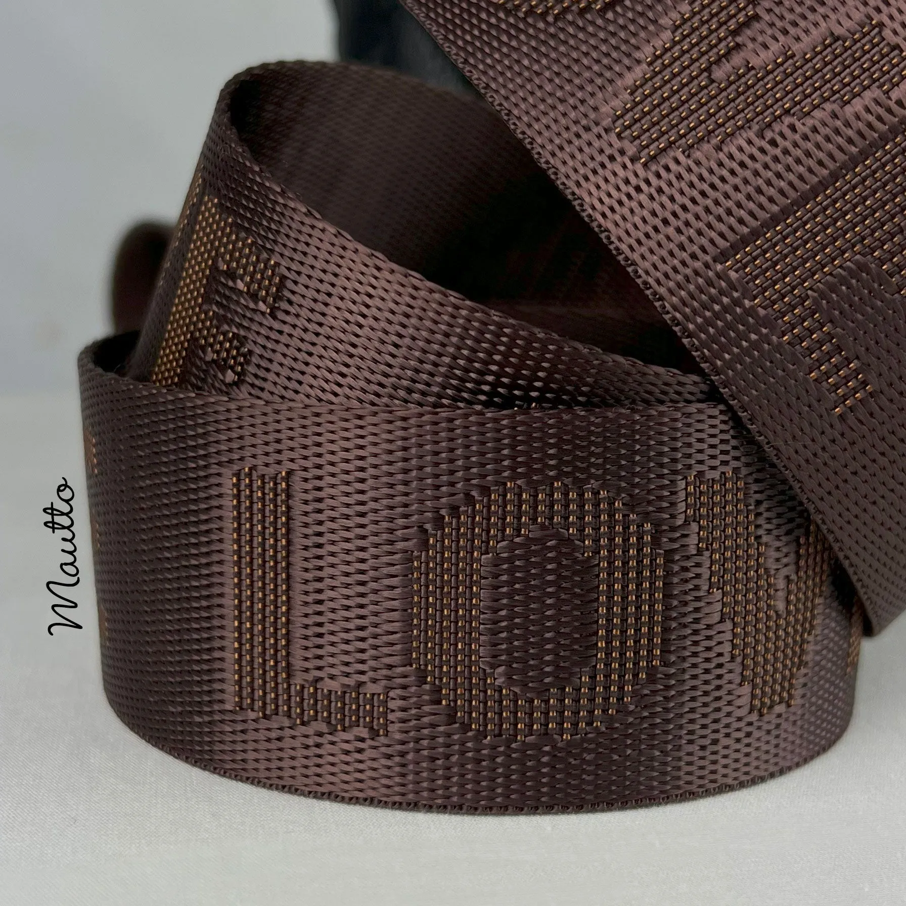 LOVE Strap (L-O-V-E Letters) - Brown & Golden Colors - Soft & Thick Nylon Guitar Style Bag Strap - Adjustable Shoulder to Crossbody Length