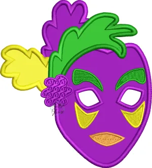 Mardi Gras Mask Machine Applique Embroidery Design