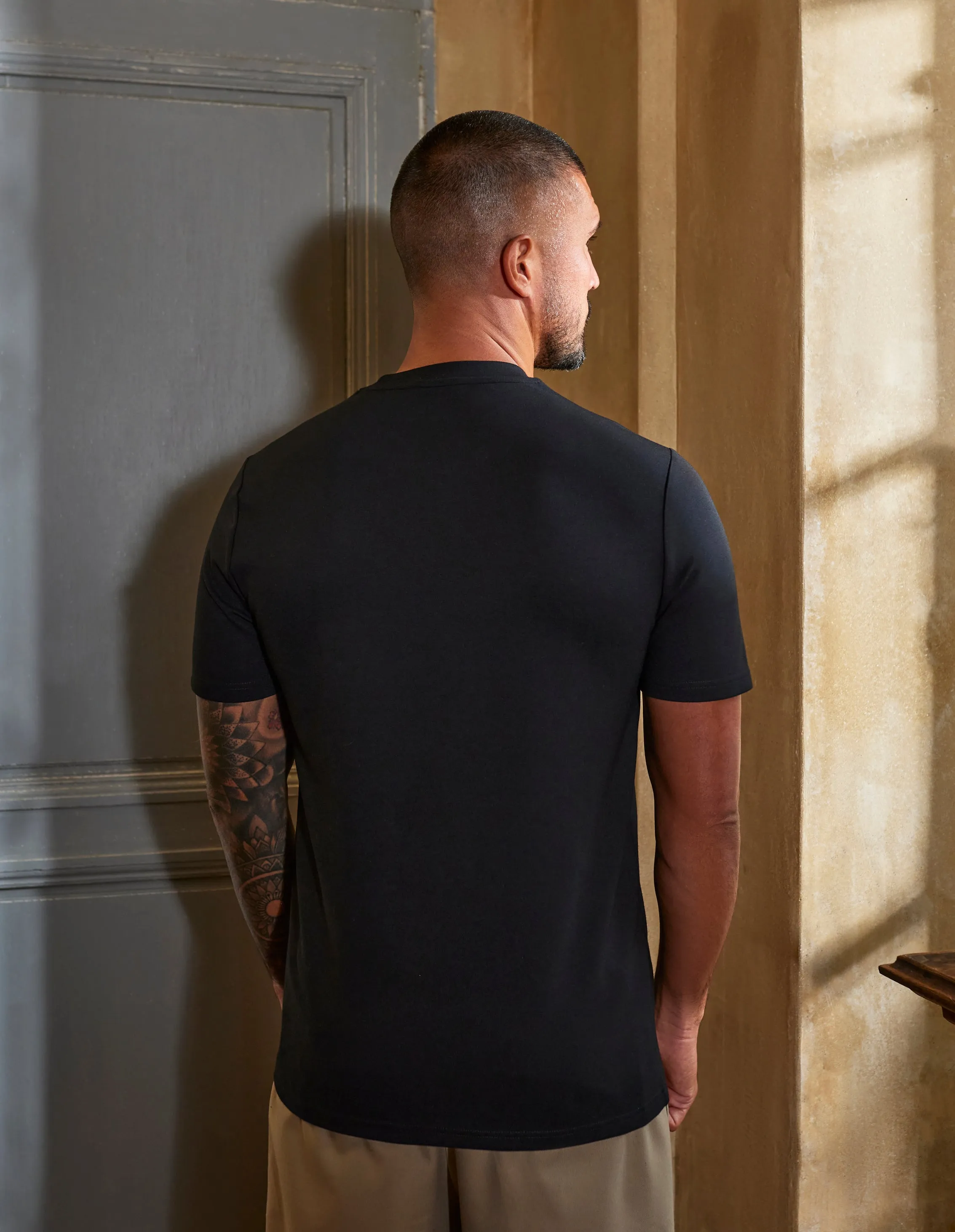 Men's Belier Black Mercerised T Shirt