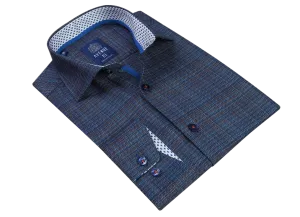Nautical Majesty: European-Crafted Men's Navy Button Down Long Sleeves Shirt | L23A