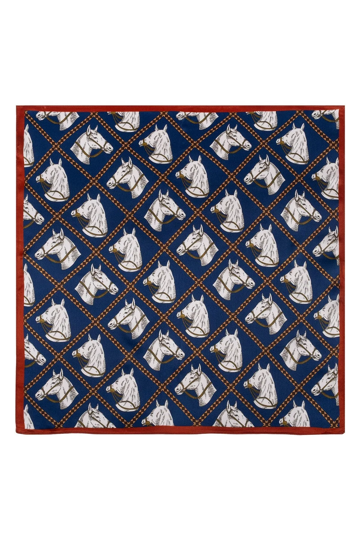 Navy Blue Laila Pure Silk Printed Scarf 53*53