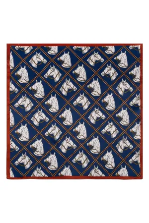 Navy Blue Laila Pure Silk Printed Scarf 53*53