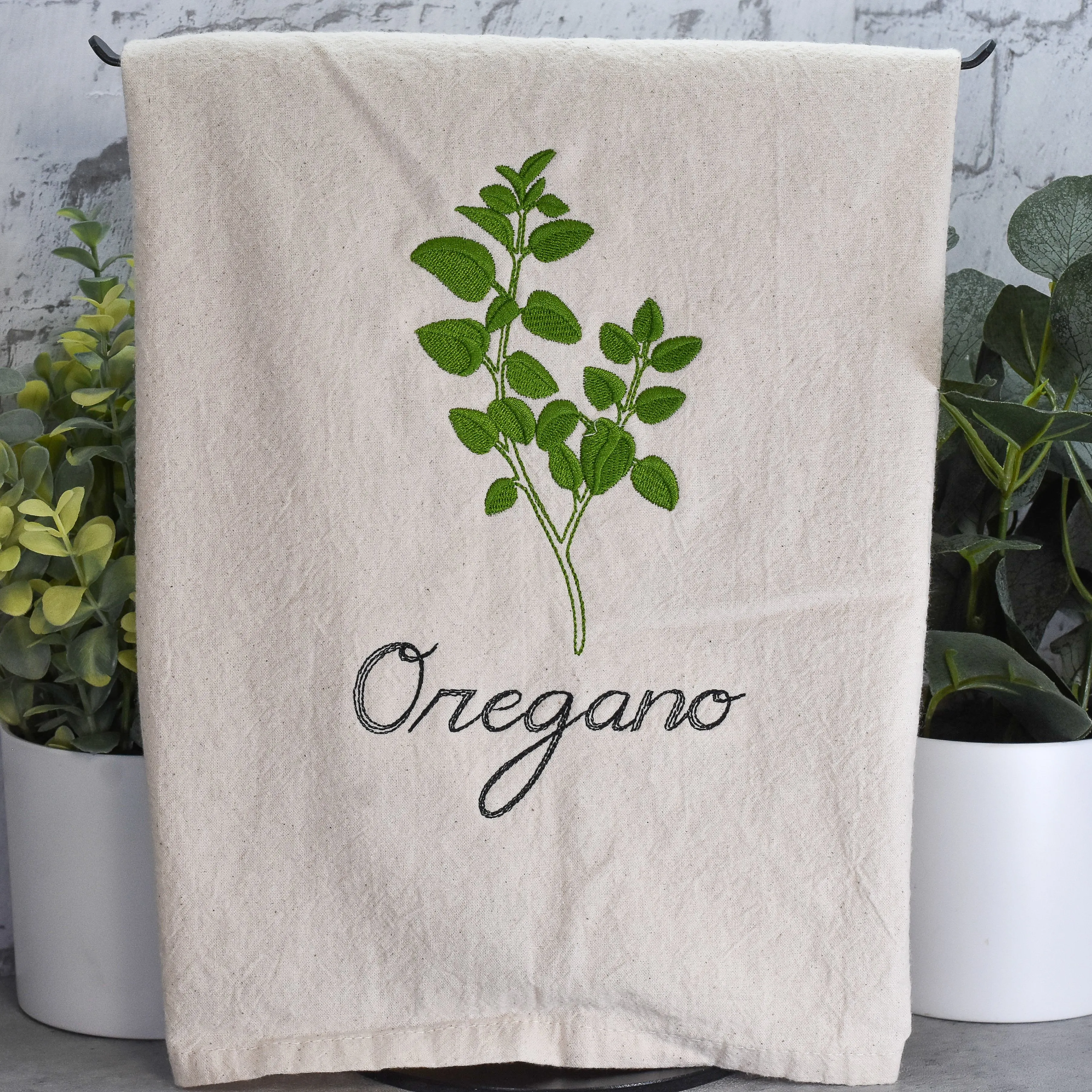 Oregano Herb Flour Sack Towel - Custom Embroidery