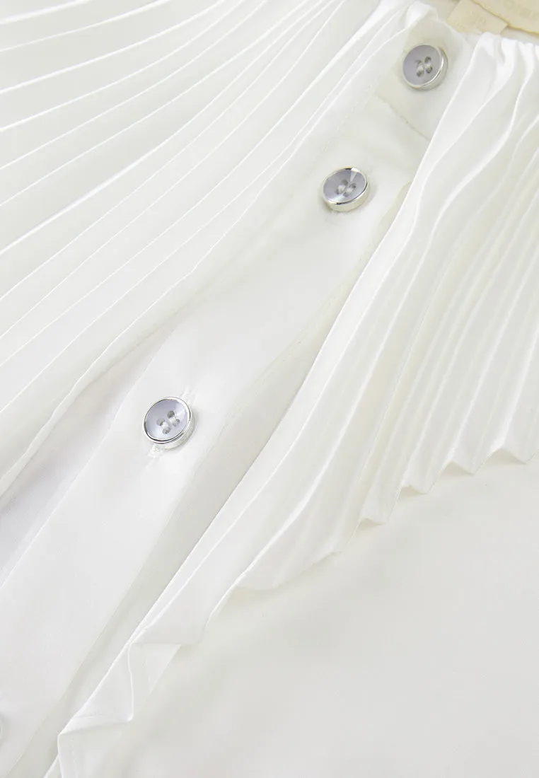 Oversize Pleated Lapel and Cuff Shirt