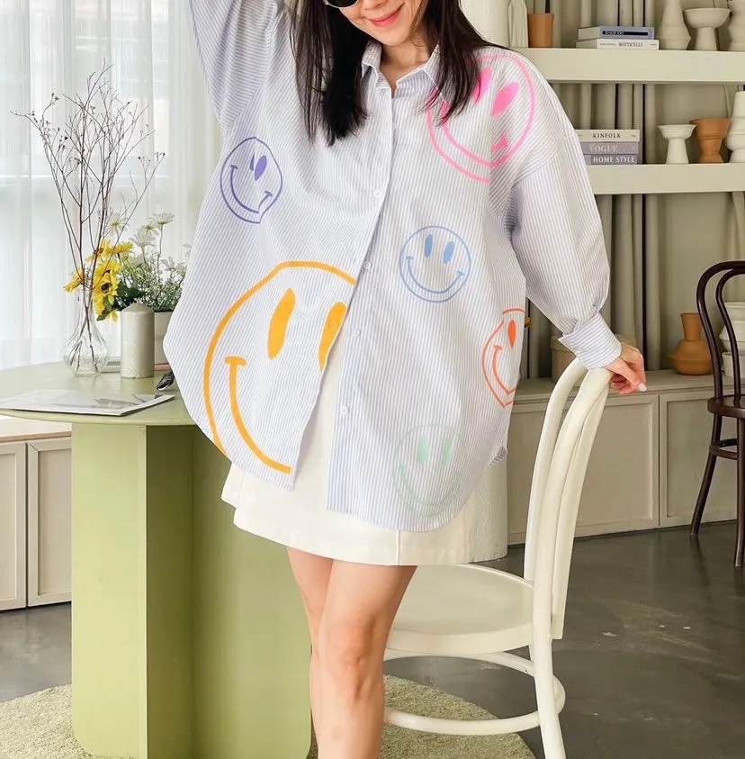 Oversize Style Shirt Multi coloured Smiley