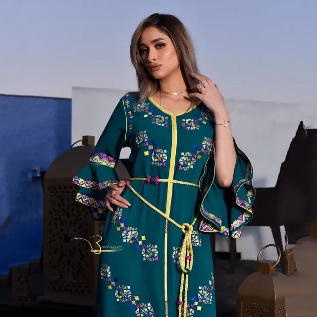 Pigeon Blue Embroidered Kaftan