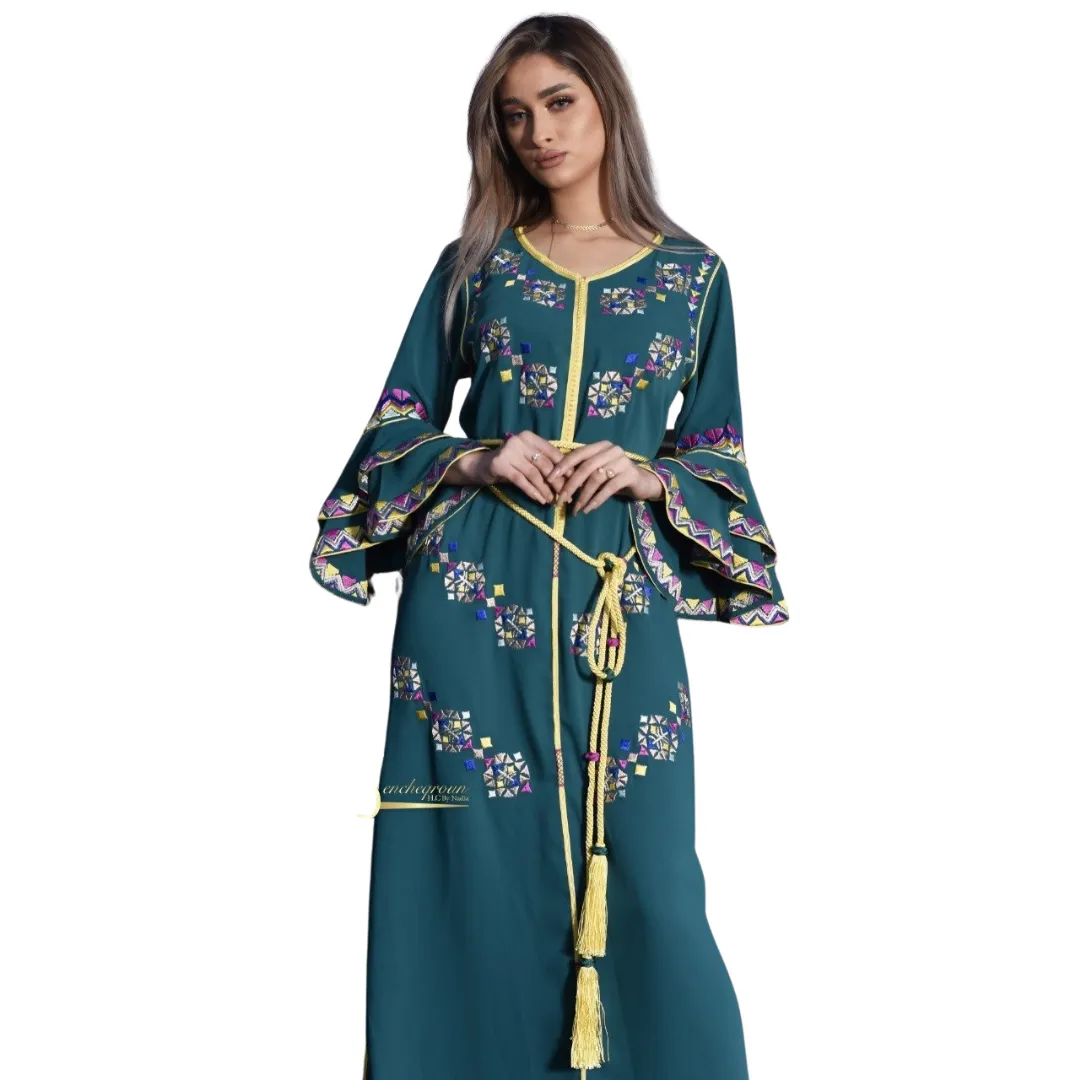 Pigeon Blue Embroidered Kaftan