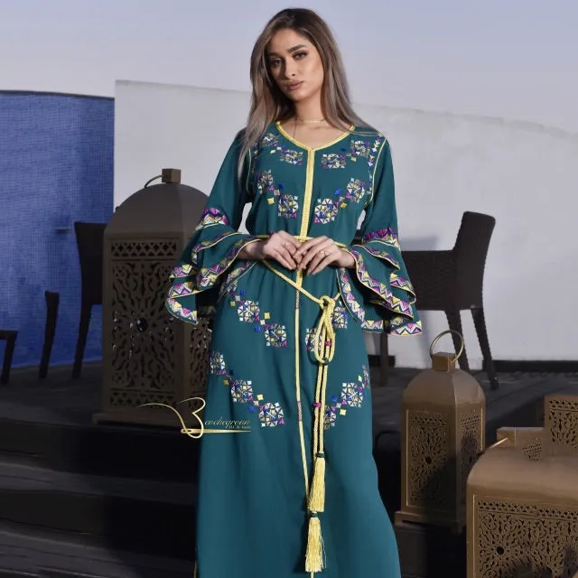 Pigeon Blue Embroidered Kaftan
