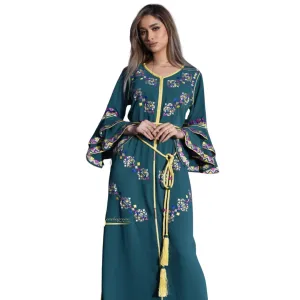 Pigeon Blue Embroidered Kaftan