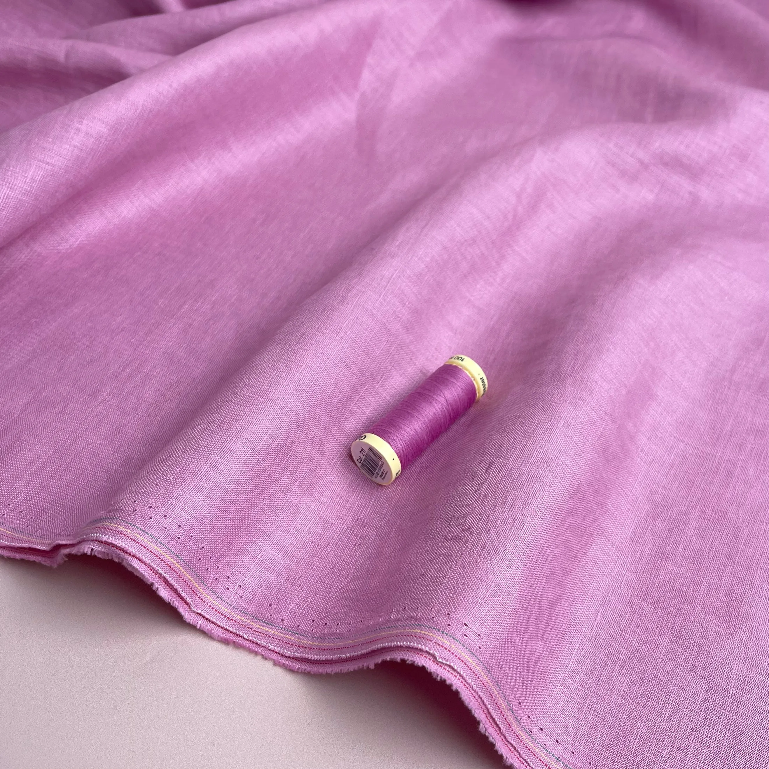 Pink Pure Fine Linen Fabric