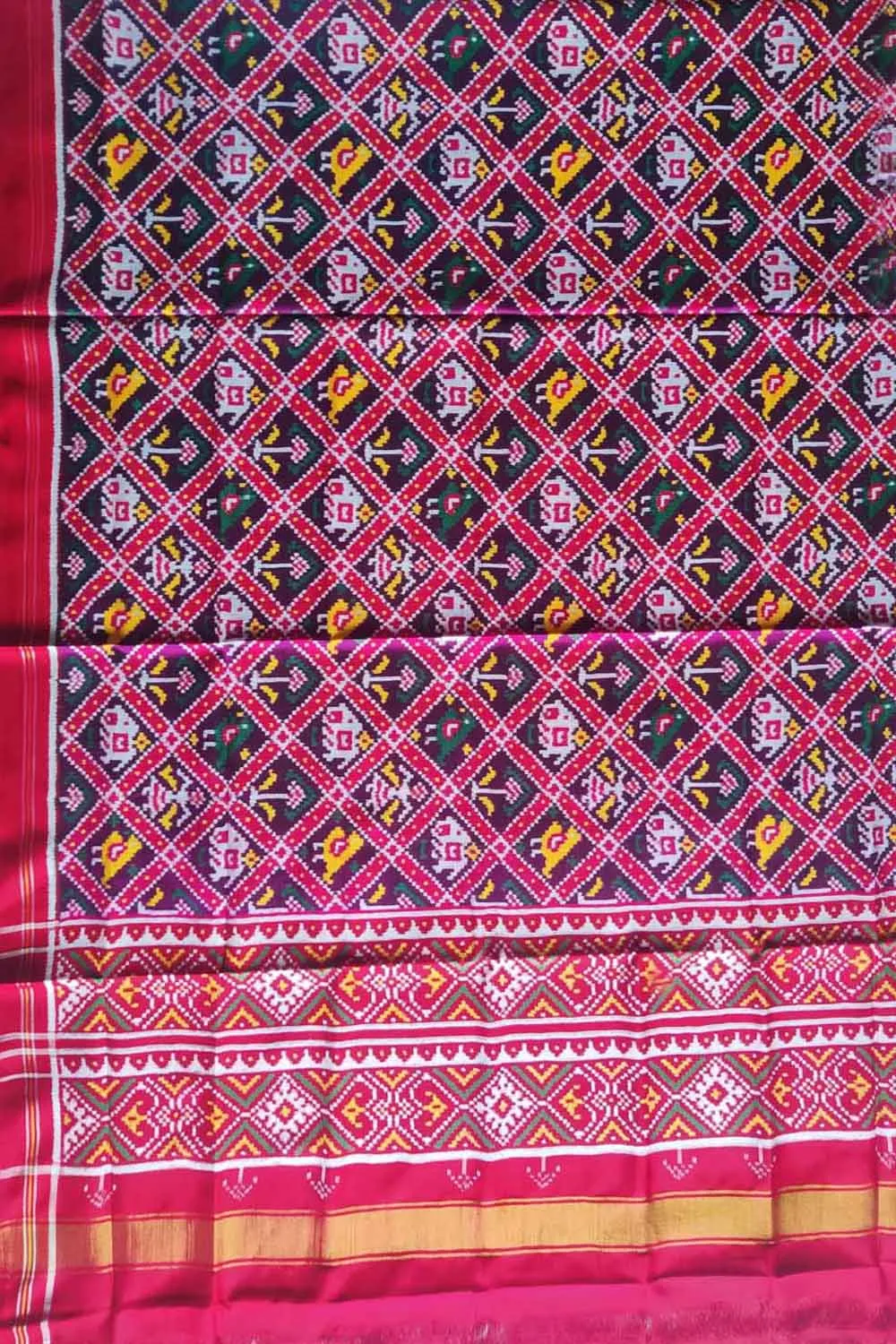 Pink Semi Patan Patola Handloom Pure Silk Dupatta