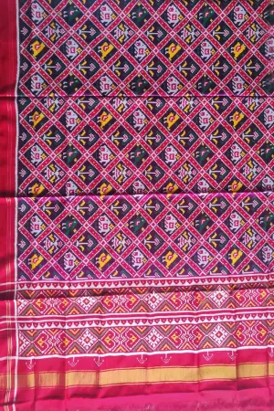Pink Semi Patan Patola Handloom Pure Silk Dupatta