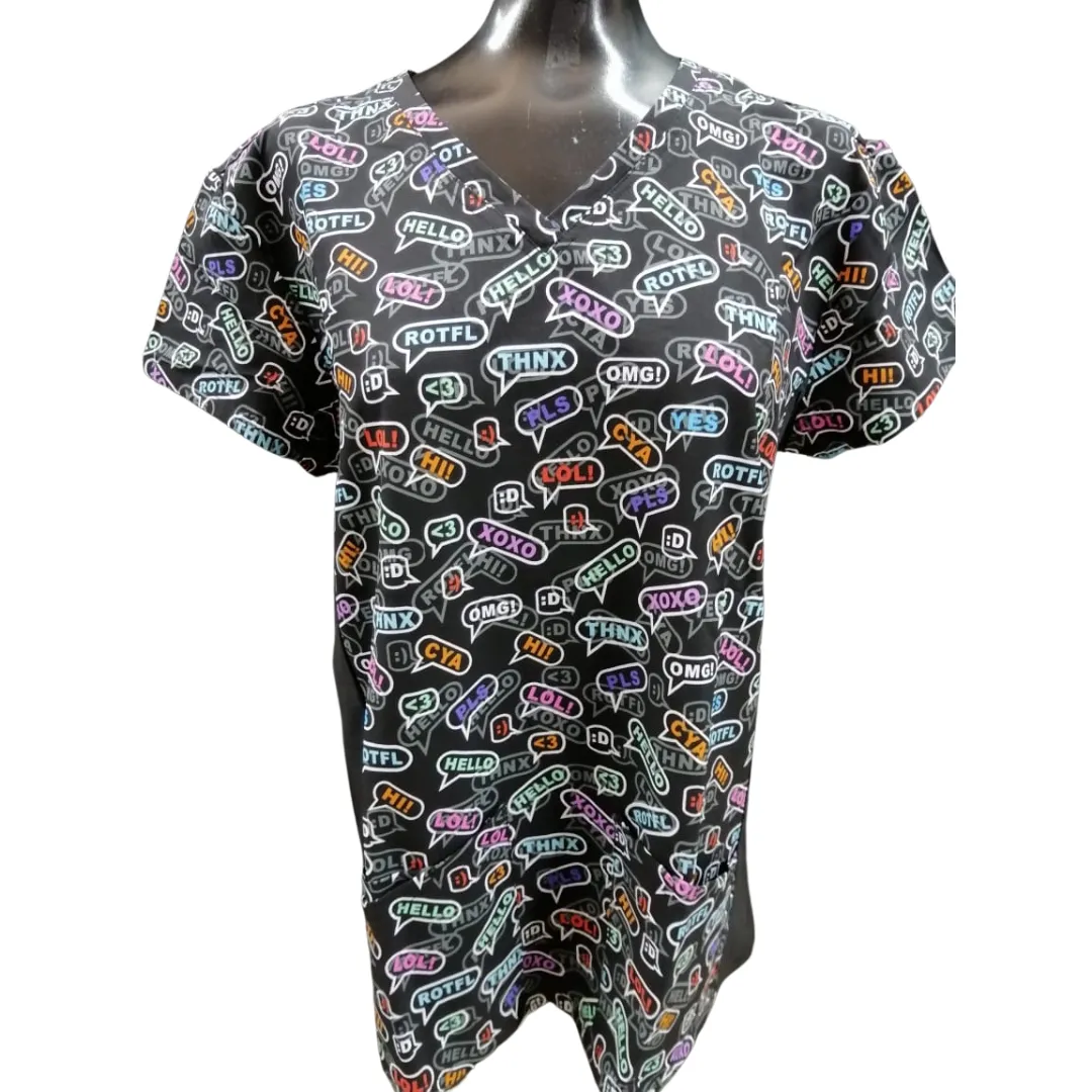 Printed Shirt Black w/ words