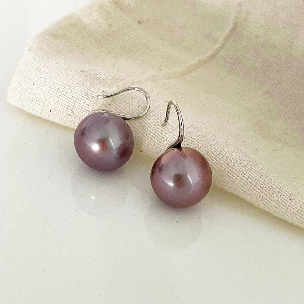 Purple Edison Pearl Drop Earrings