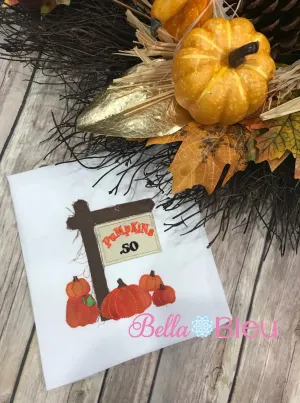 Raggy Fall Pumpkin Sign Machine Applique 6x6