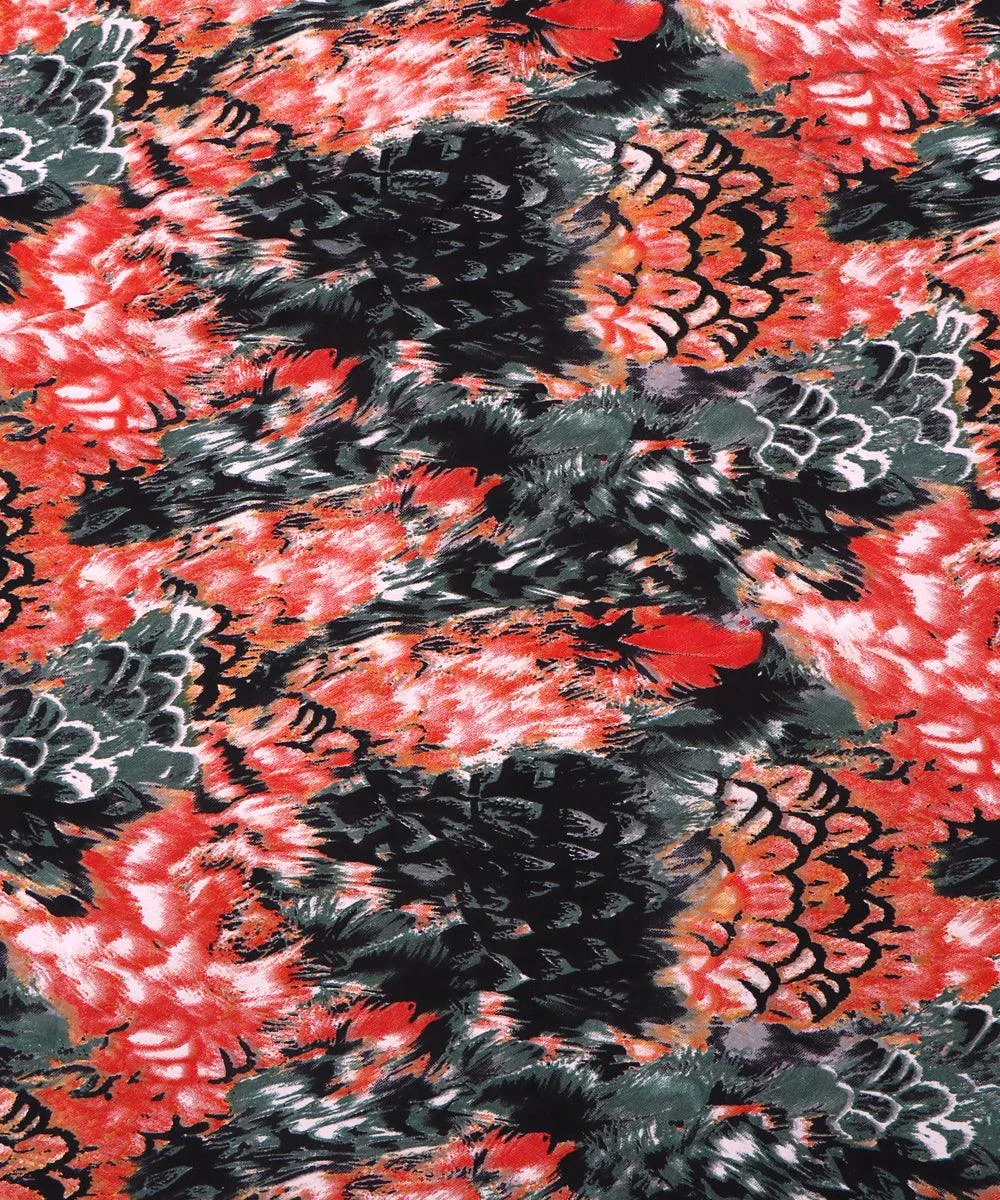 Red Colour Unique Pattern Crepe Fabric