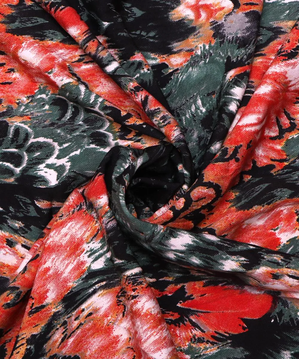 Red Colour Unique Pattern Crepe Fabric