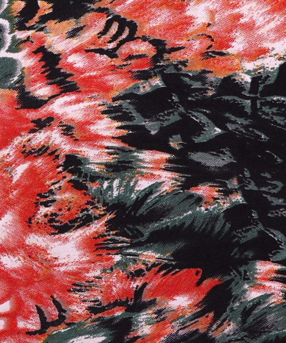 Red Colour Unique Pattern Crepe Fabric