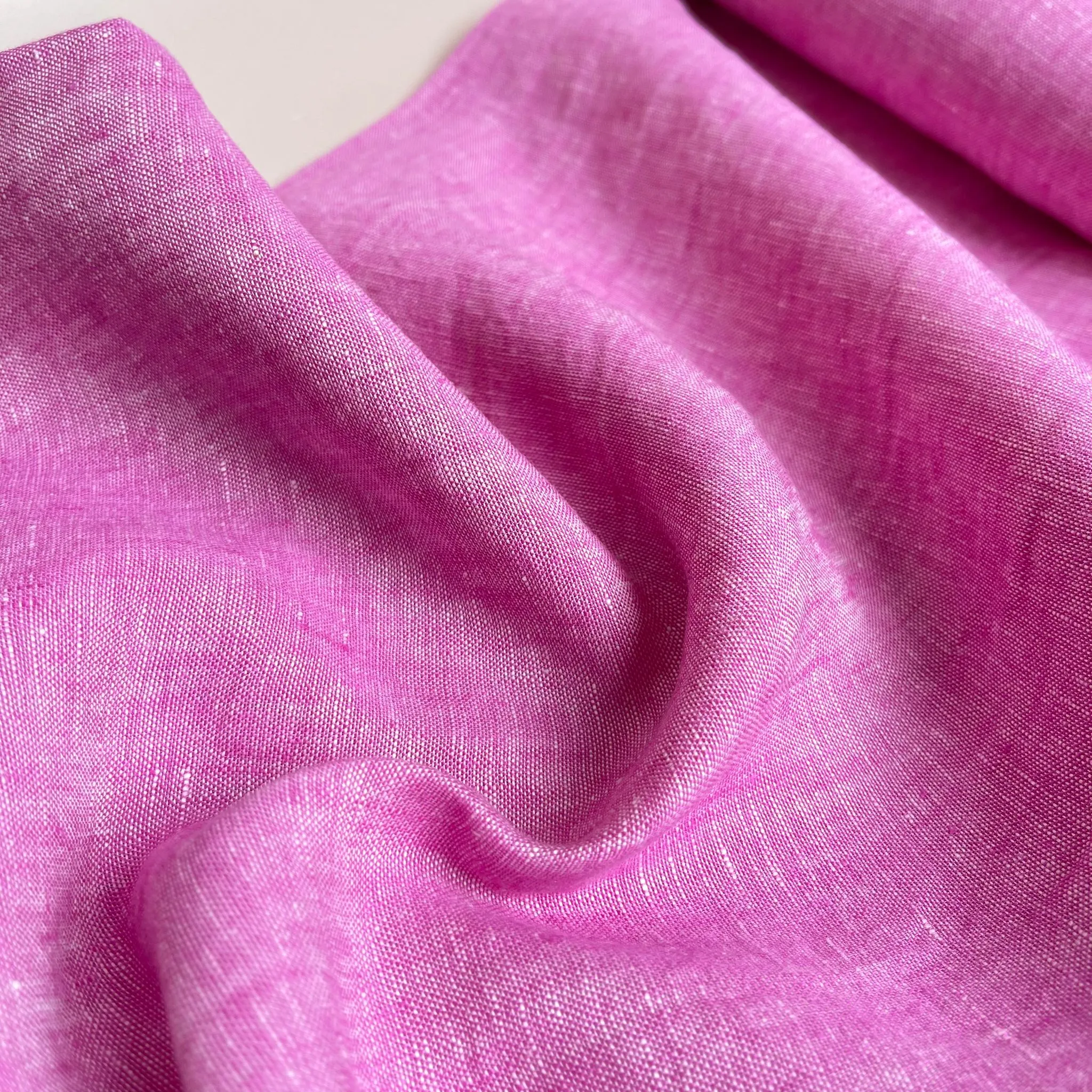 REMNANT 0.73 Metre - Yarn Dyed Pure Linen Fabric in Fuchsia
