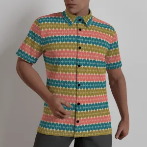 Retro Shirt Men, Retro Top Men, 60s Top Men, 60s style shirt, Pink Blue Shirt, Mid Century Top, 60s inspired shirt, Mod 60s Shirt Men