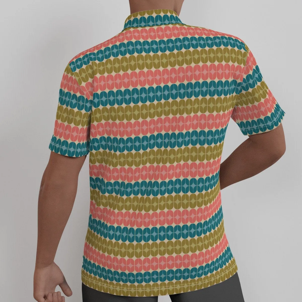 Retro Shirt Men, Retro Top Men, 60s Top Men, 60s style shirt, Pink Blue Shirt, Mid Century Top, 60s inspired shirt, Mod 60s Shirt Men