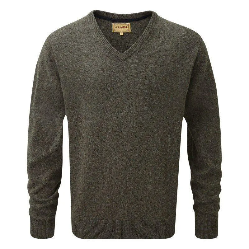 Schoffel Lambswool Mens V Neck Jumper - Mole