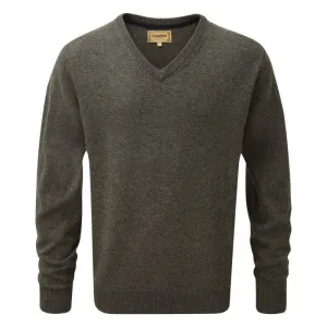 Schoffel Lambswool Mens V Neck Jumper - Mole