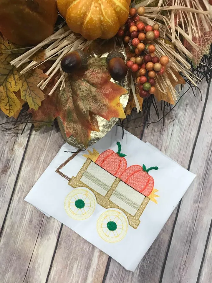 Sketchy Fall Pumpkin in Wagon