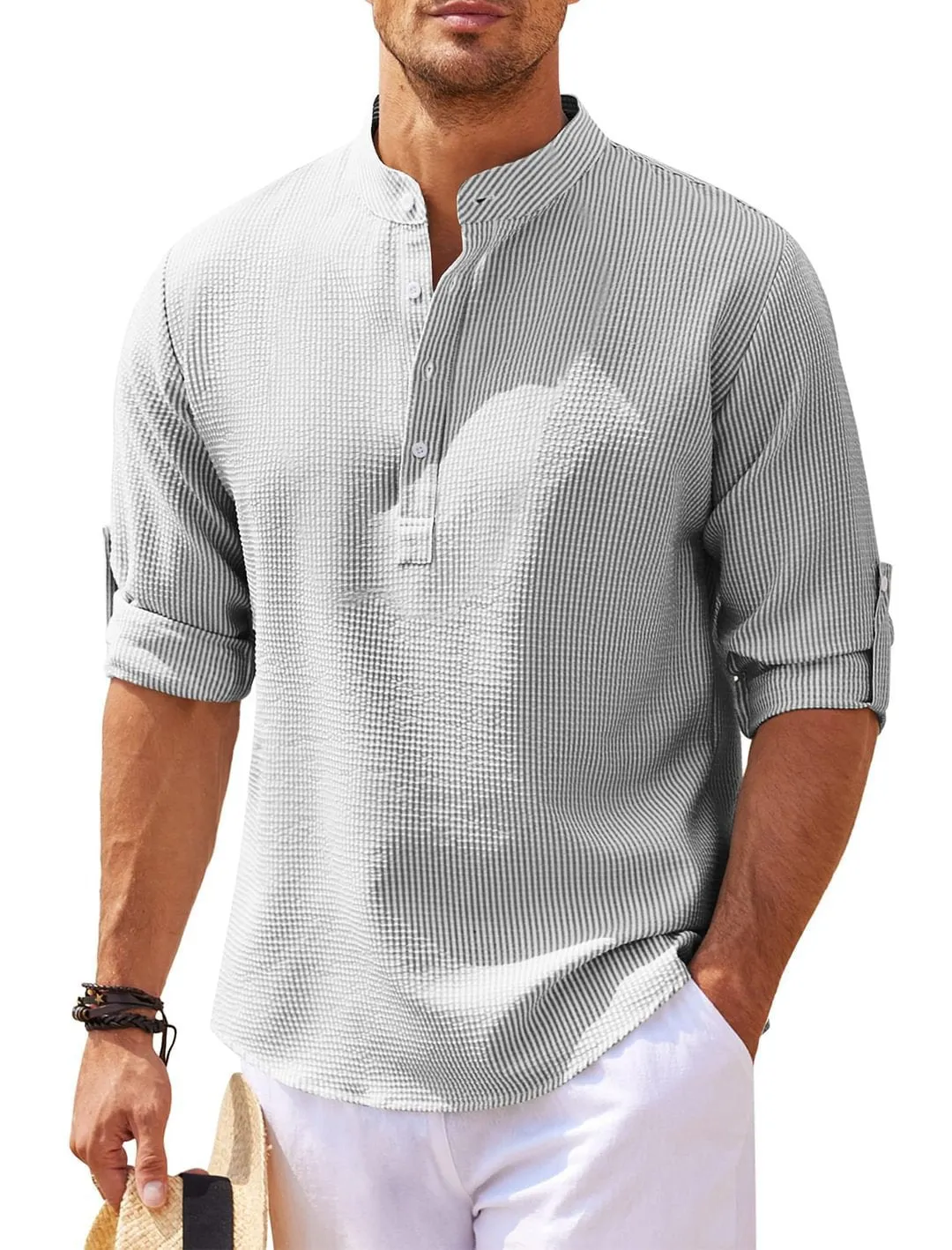 Stand Collar Solid Color Shirts