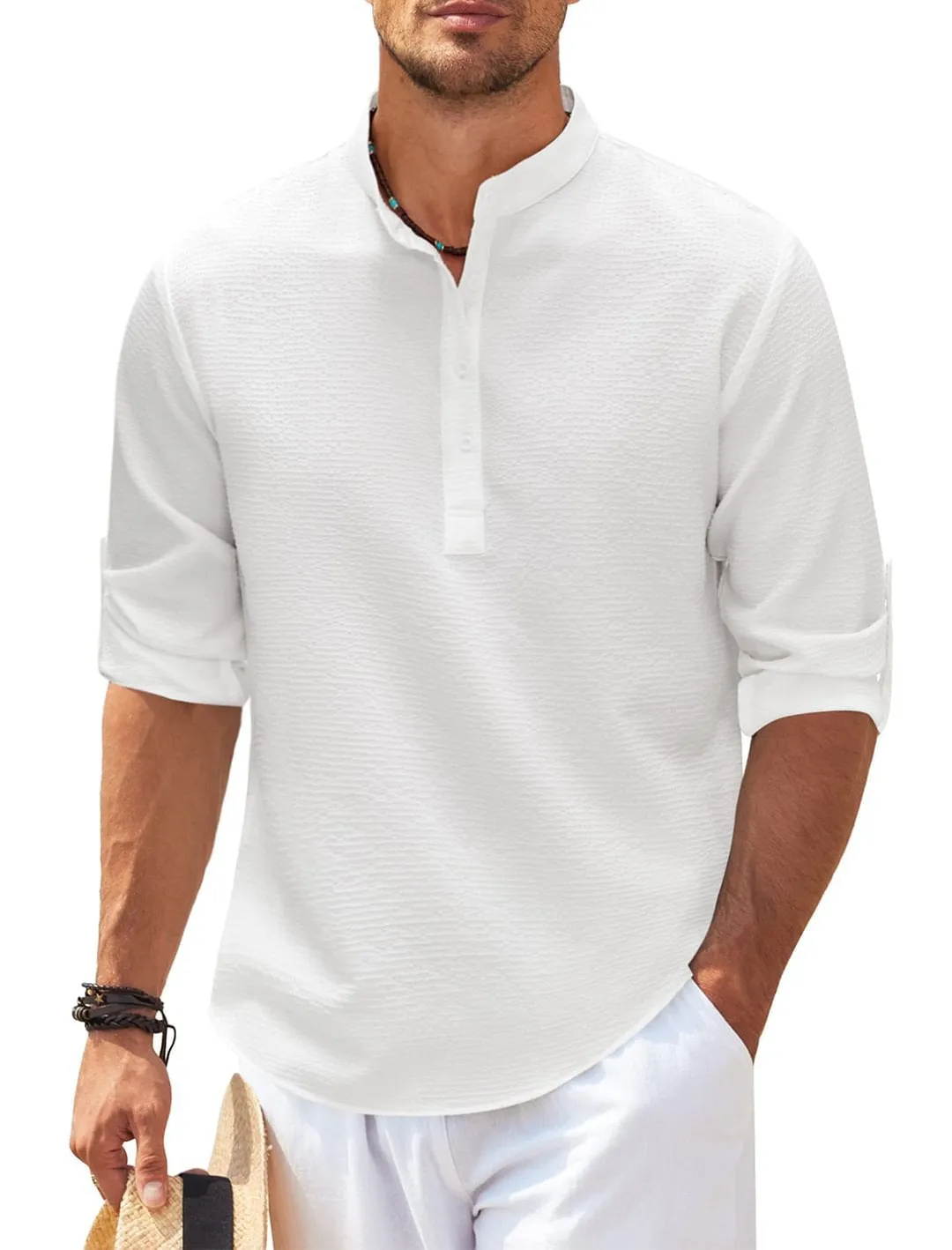 Stand Collar Solid Color Shirts