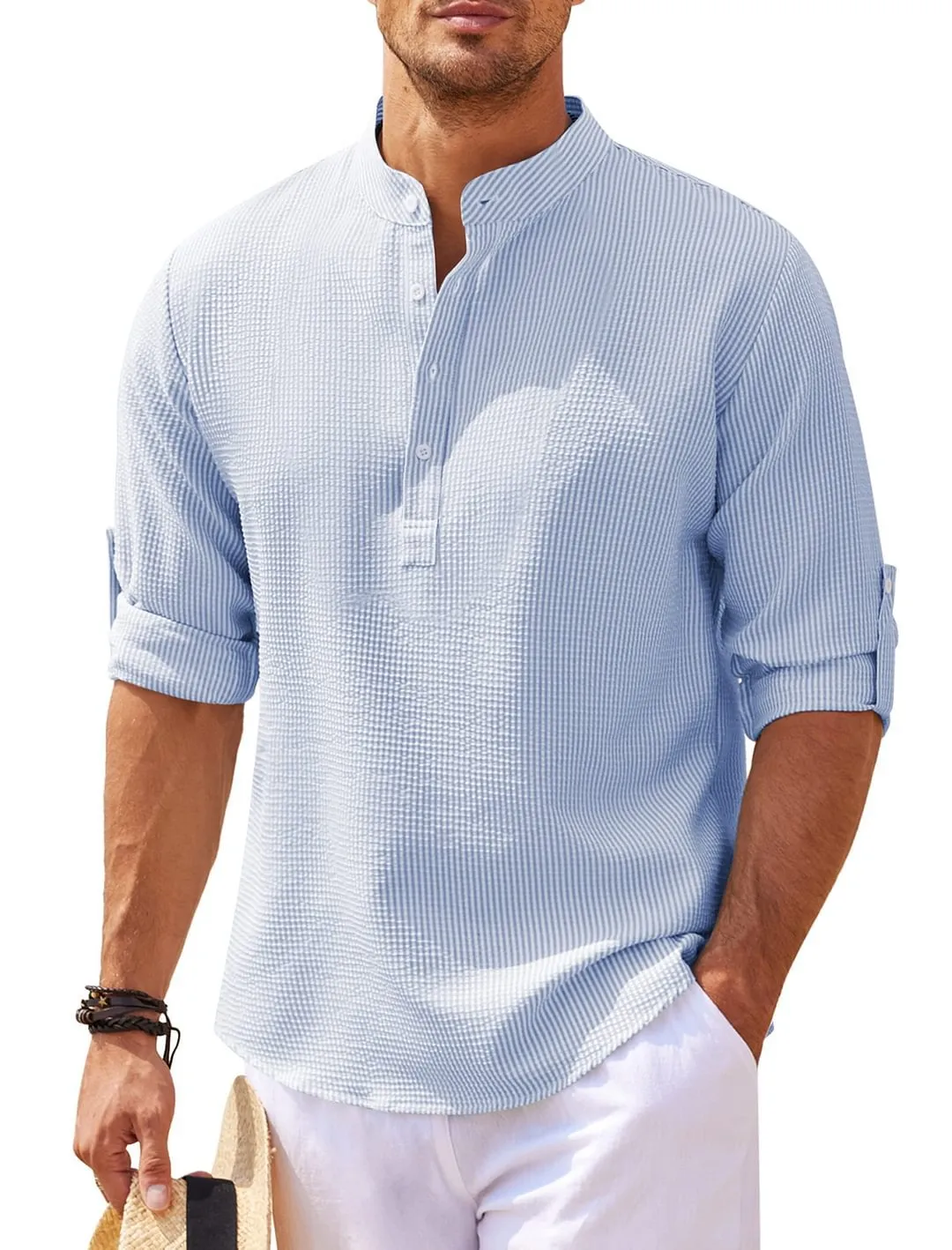Stand Collar Solid Color Shirts