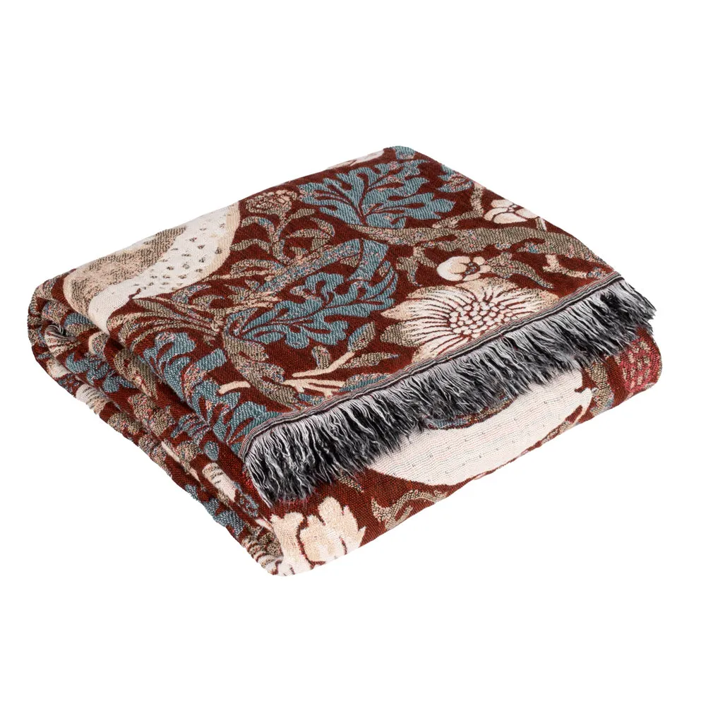 Strawberry Thief Jacquard Throw Berry