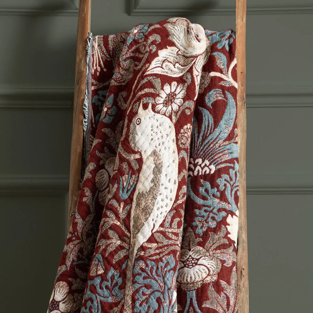 Strawberry Thief Jacquard Throw Berry