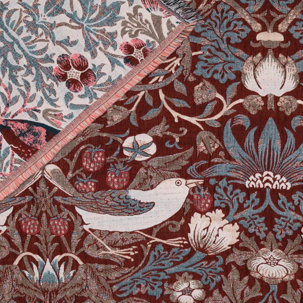 Strawberry Thief Jacquard Throw Berry