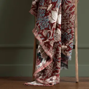 Strawberry Thief Jacquard Throw Berry