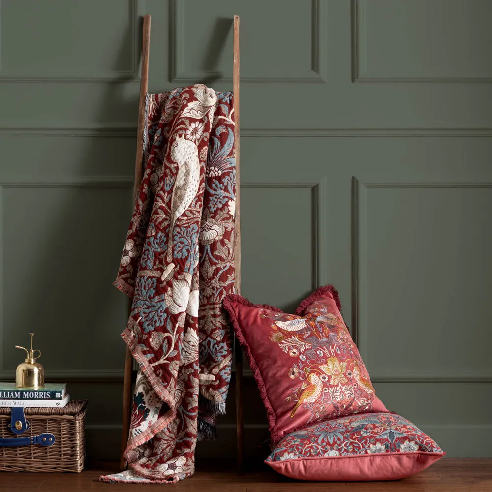 Strawberry Thief Jacquard Throw Berry