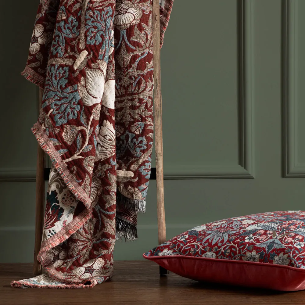 Strawberry Thief Jacquard Throw Berry