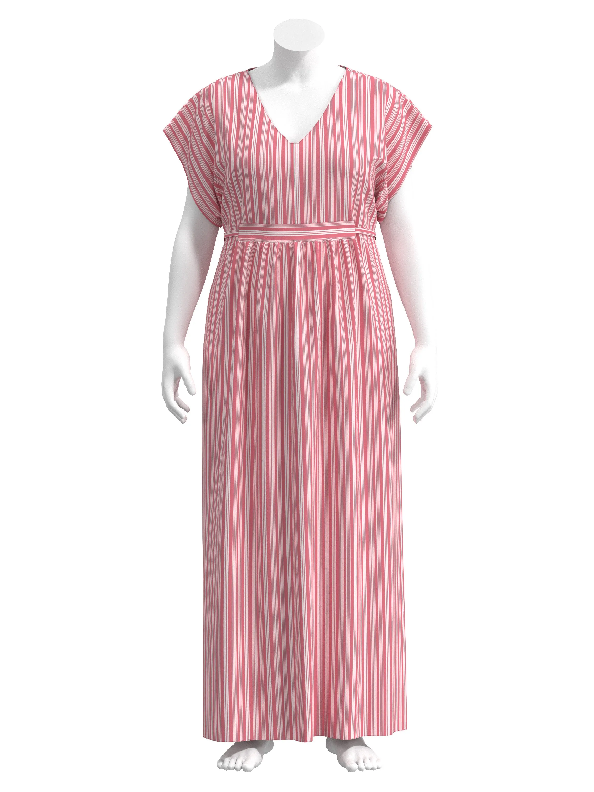 Striped Recycled Cotton Linen Twill - Red   Cream