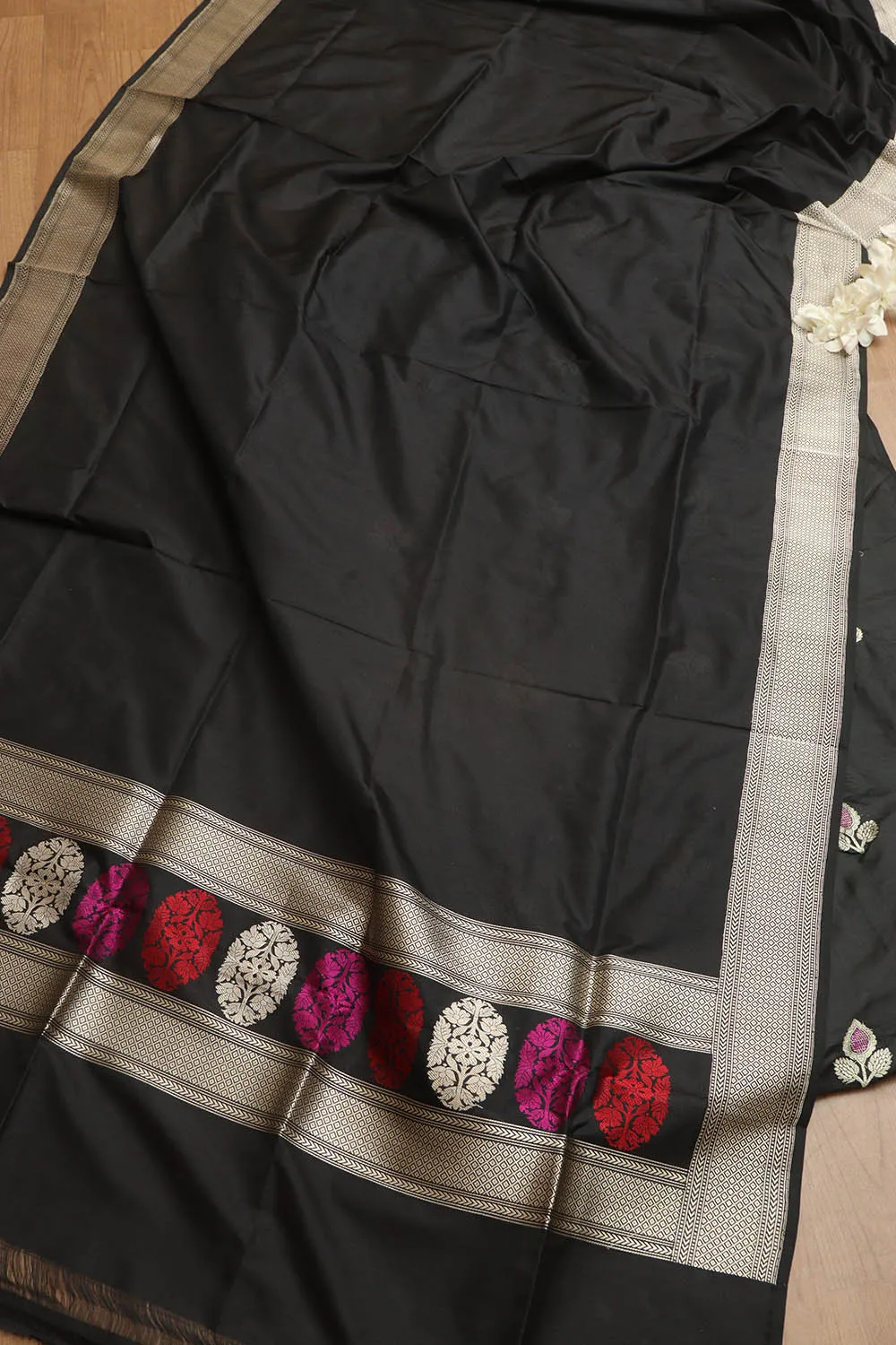 Stunning Black Banarasi Handloom Pure Katan Silk Meenakari Suit With Banarasi Handloom Pure Katan Silk Dupatta