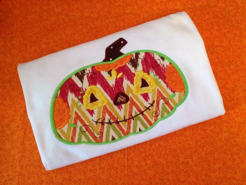 Sugar Skull Pumpkin Halloween Machine Applique Embroidery Design