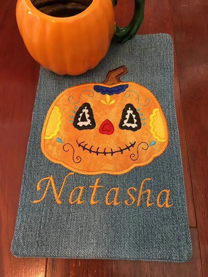 Sugar Skull Pumpkin Halloween Machine Applique Embroidery Design