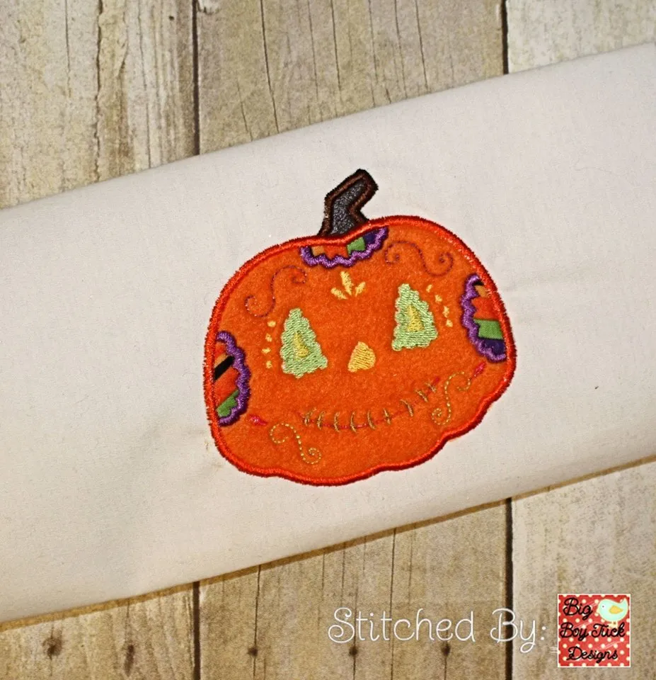 Sugar Skull Pumpkin Halloween Machine Applique Embroidery Design